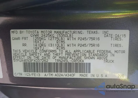 2015 Toyota Tacoma from USA, damaged, VIN 5TFUX4EN3FX037262